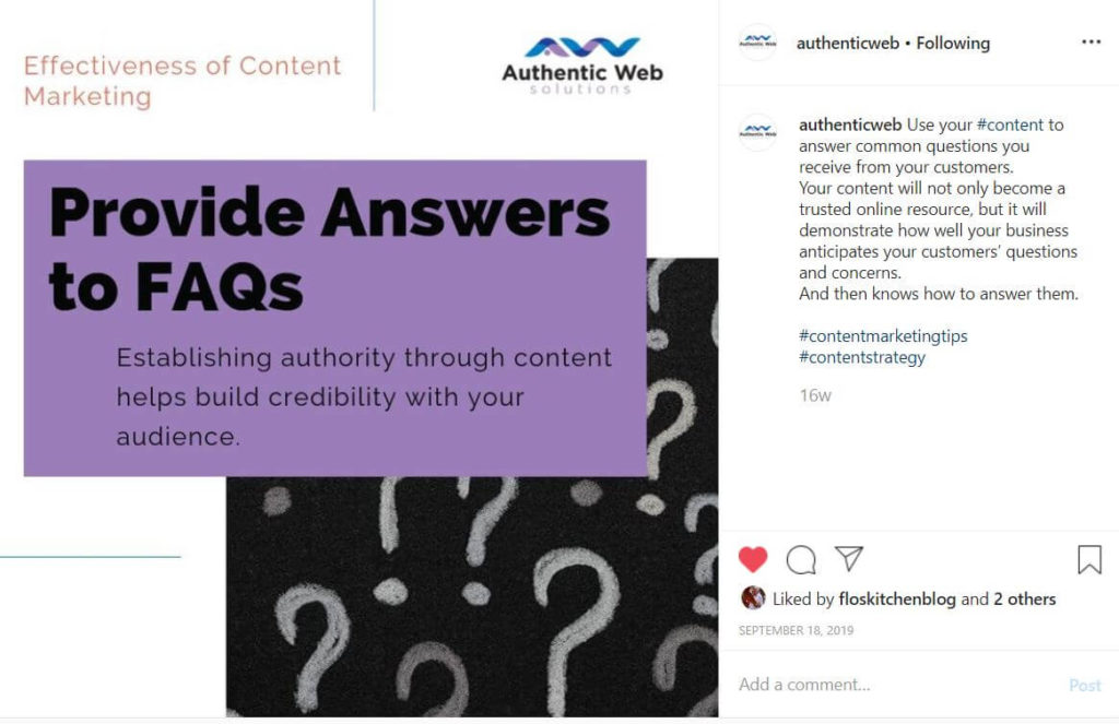 Effectiveness of Content Marketing Instagram Screenshot FAQs
