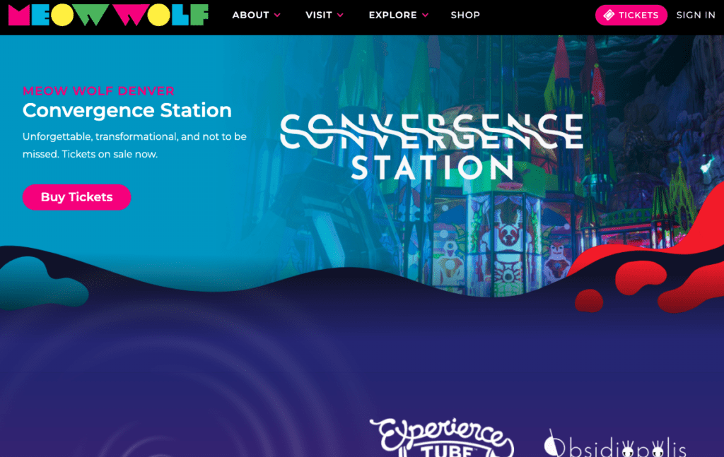 Meow Wolf Website an Example Brutalism Website Design